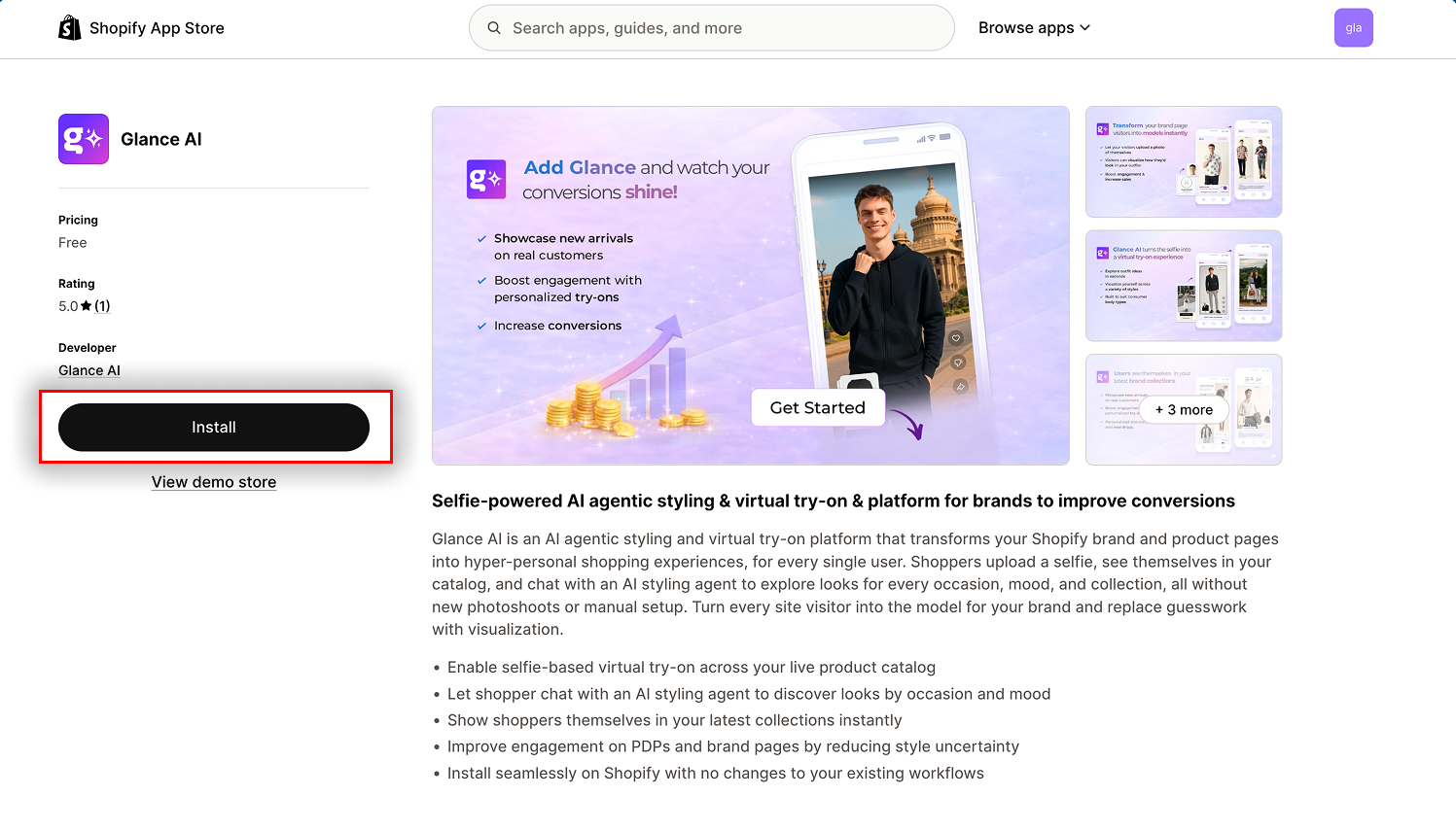 Glance AI on the Shopify App Store