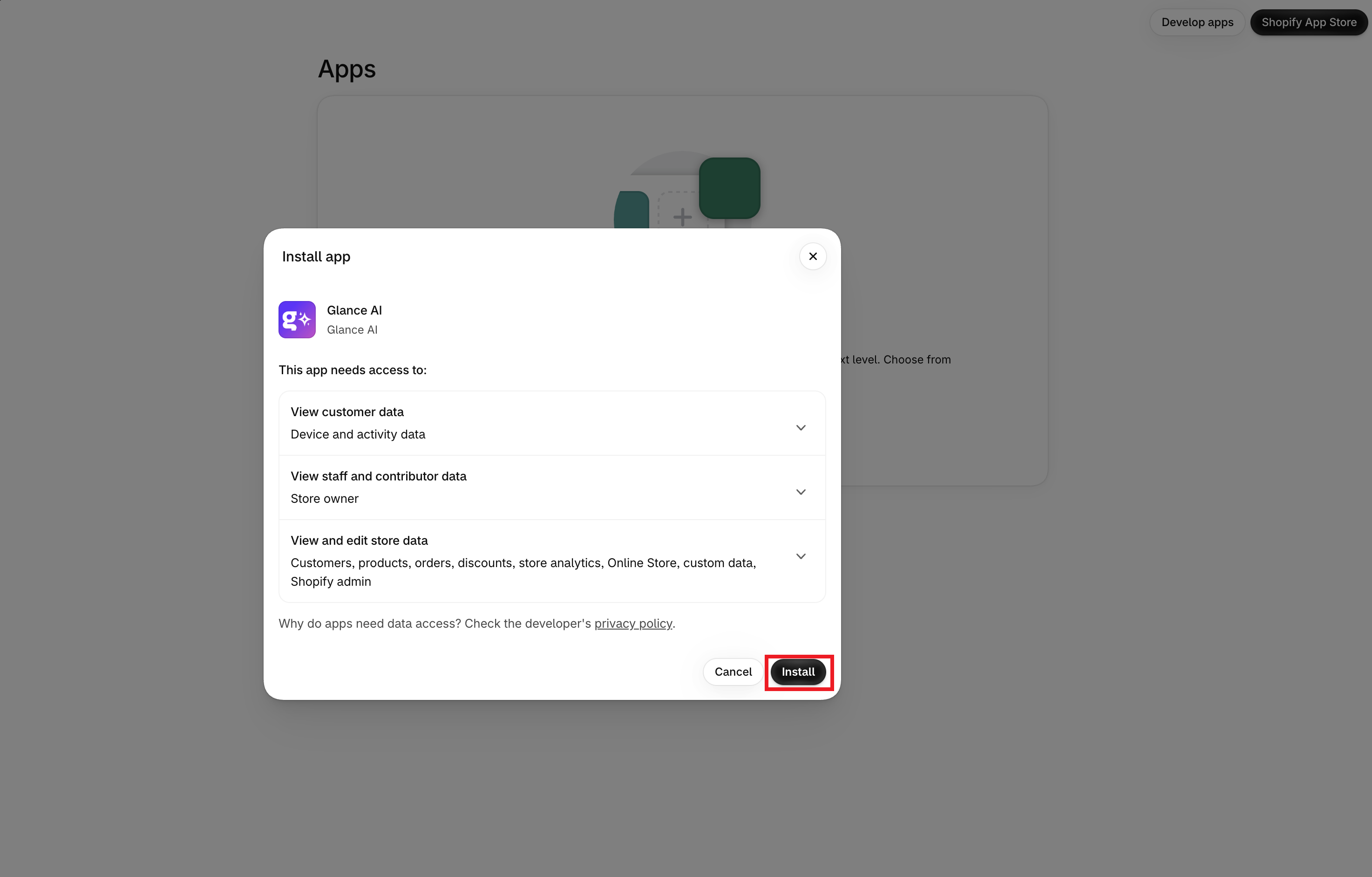 Approve the required permissions and install