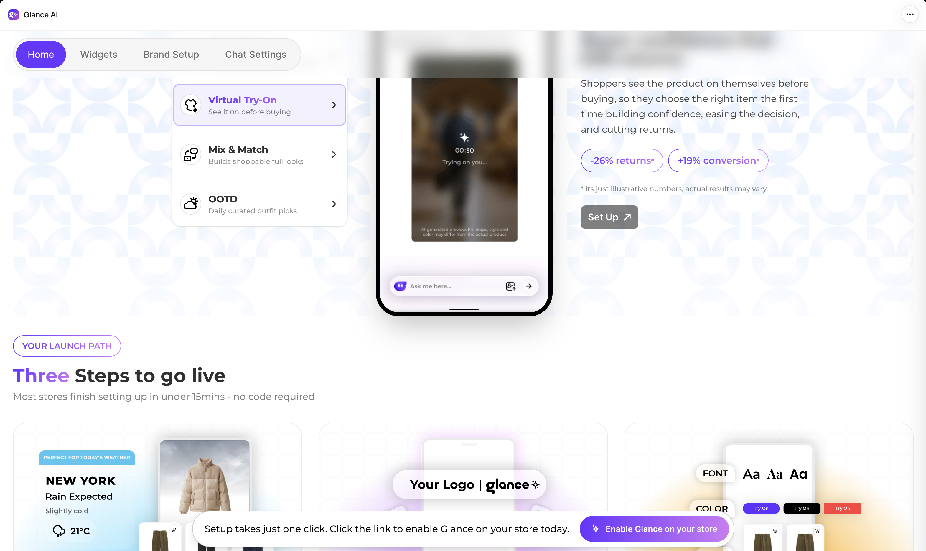 Preview widgets in a mock environment, with Set Up to configure them